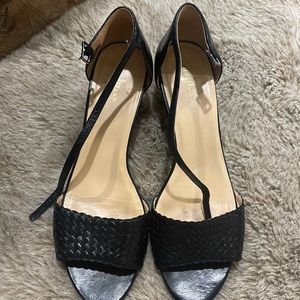 Cole Haan.Black leather sandals.Platform heels.Size 10